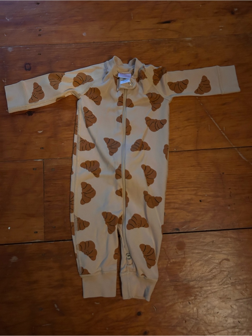 3-6 months zipper croissant onesie